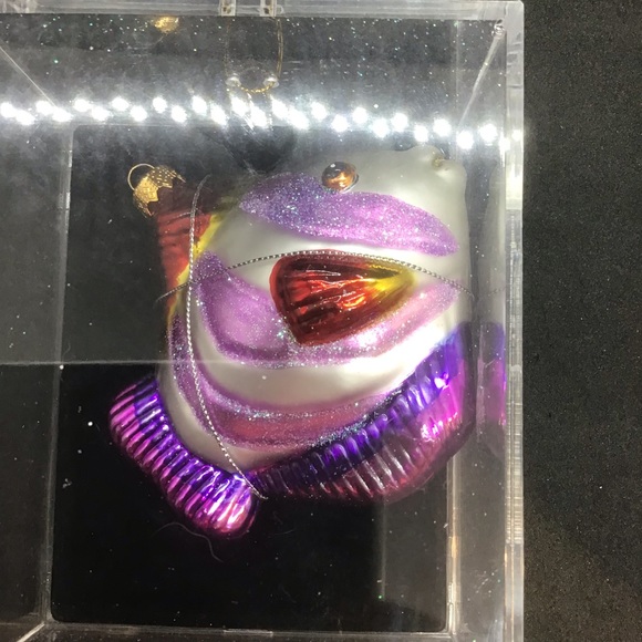 NIB Vintage 2004 Glass Hand painted Purple Fish Christmas Ornament. - Picture 6 of 9